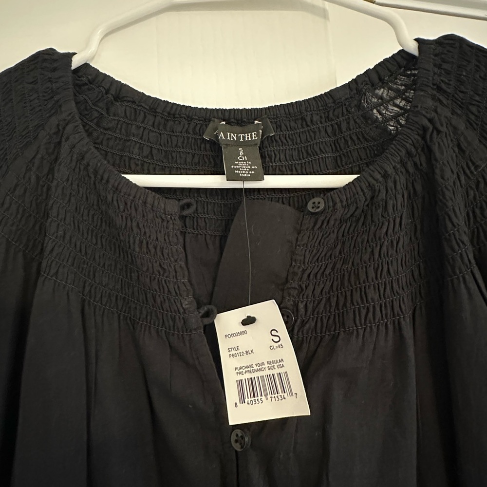 Pea in the Pod Black Maternity Linen Button-Down Dress - Picture 6 of 16